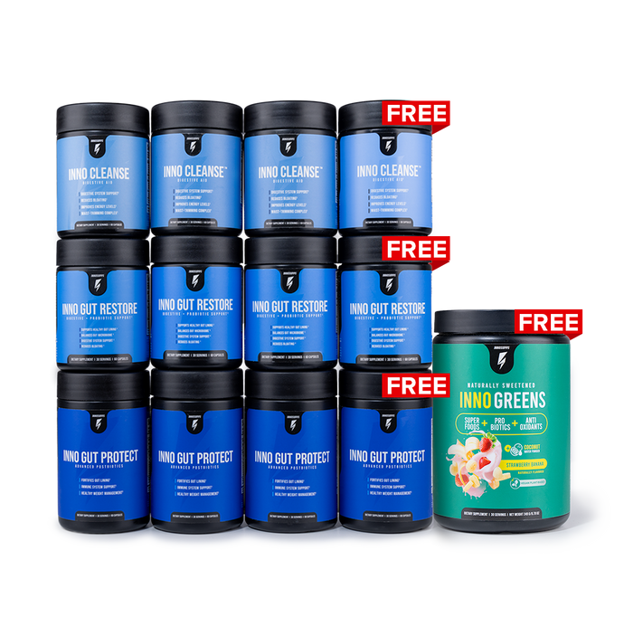 Complete Gut Health Stack 3-Month Supply + 1 Stack Free + 1 Free Inno Greens